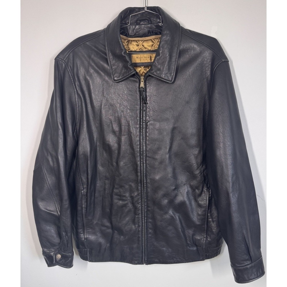 Marc New York Black Leather Full Zip Jacket Removable Thermolite Liner Mens XLT